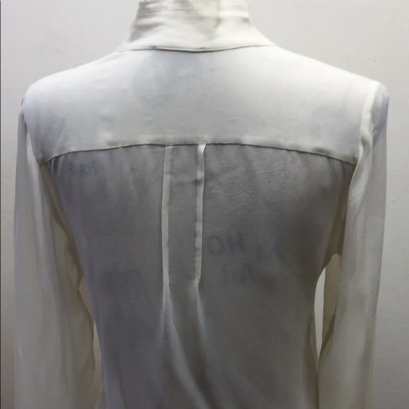 Hugo Boss Orange Women Long Sleeve Blouse Cream Distress Collar Light Sillouette - Picture 4 of 12